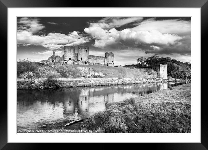 Rhuddlan Castle, North Wales - Black and White Framed Mounted Print by Christine Smart