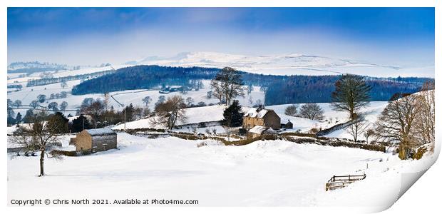Storiths winter landscape. Print by Chris North