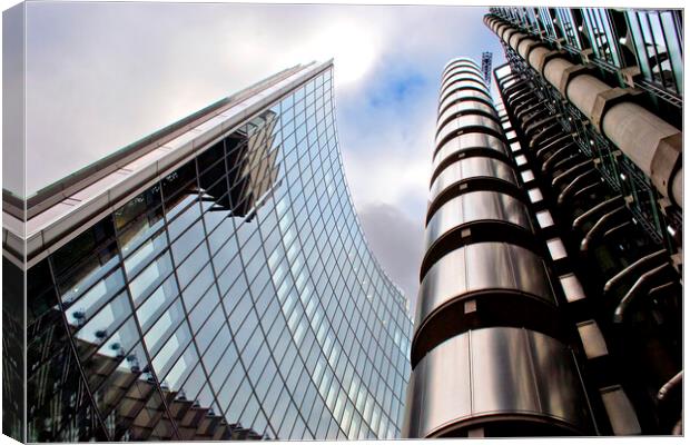 Lloyds And Willis Building London England Canvas Print by Andy Evans Photos