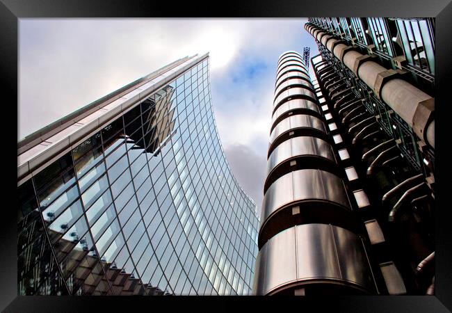 Lloyds And Willis Building London England Framed Print by Andy Evans Photos