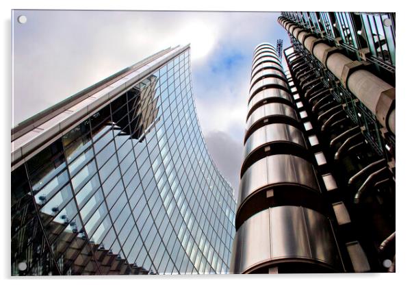 Lloyds And Willis Building London England Acrylic by Andy Evans Photos