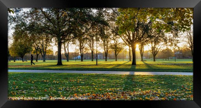 Victoria Park in autumn, Leicester Framed Print by Jim Monk