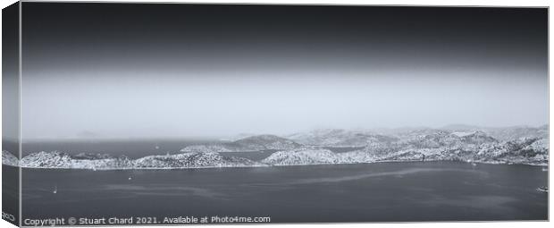 Misty mountain seascape panorama Canvas Print by Stuart Chard