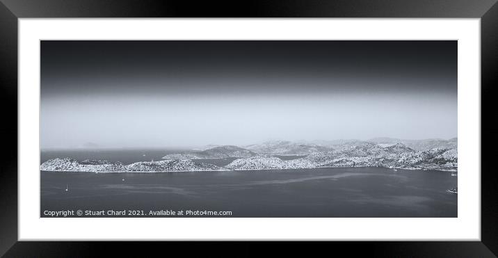 Misty mountain seascape panorama Framed Mounted Print by Travel and Pixels 