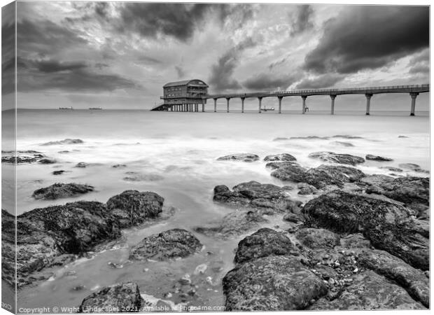 Bembridge Lifeboat Station bw Canvas Print by Wight Landscapes