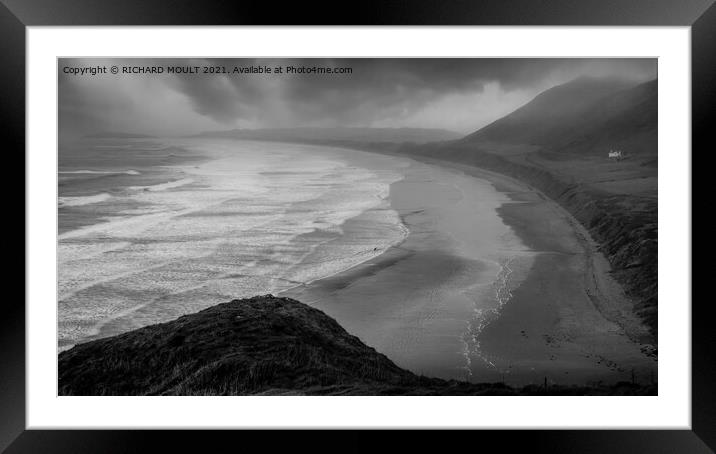 Llangennith Beach From Rhossili Framed Mounted Print by RICHARD MOULT
