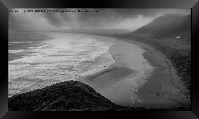 Llangennith Beach From Rhossili Framed Print by RICHARD MOULT