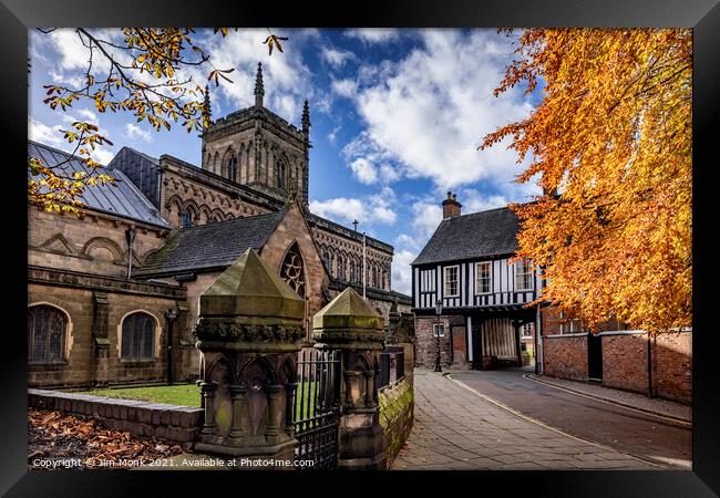 Castle gatehouse and St Mary de Castro church, Leicester Framed Print by Jim Monk