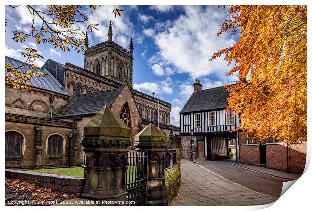 Castle gatehouse and St Mary de Castro church, Leicester Print by Jim Monk