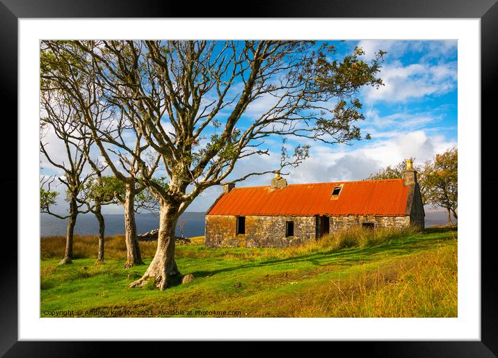 Red roofed ruin at Suisnish, Isle of Skye Framed Mounted Print by Andrew Kearton