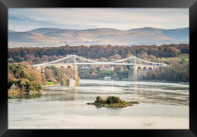 Seasons Change at Menai Bridge, Anglesey Landscape Framed Print by Christine Smart