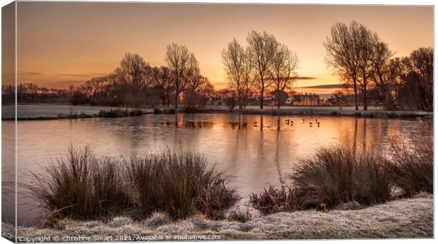 Winter Sunrise at Abergele Pond, North Wales Landscape Canvas Print by Christine Smart