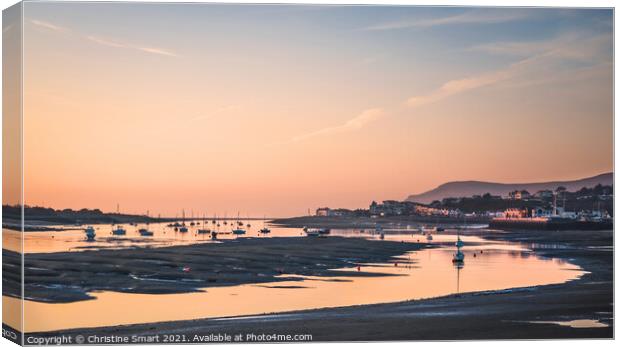 Conwy Harbour and Deganwy Sunset, Seascape, North Wales Canvas Print by Christine Smart