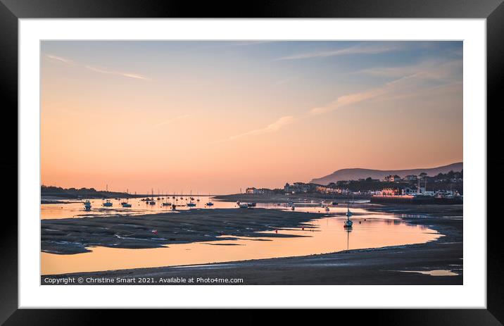 Conwy Harbour and Deganwy Sunset, Seascape, North Wales Framed Mounted Print by Christine Smart