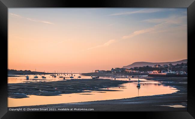Conwy Harbour and Deganwy Sunset, Seascape, North Wales Framed Print by Christine Smart
