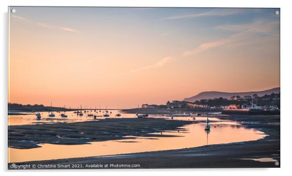 Conwy Harbour and Deganwy Sunset, Seascape, North Wales Acrylic by Christine Smart