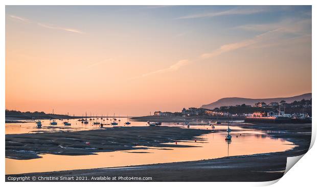 Conwy Harbour and Deganwy Sunset, Seascape, North Wales Print by Christine Smart