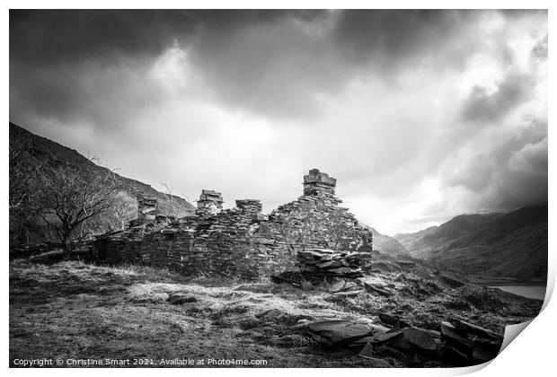 The Quarry Days, Dinorwic Slate Quarry, Snowdonia - North Wales Black and White Print by Christine Smart