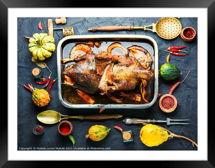 Appetizing roasted goose Framed Mounted Print by Mykola Lunov Mykola