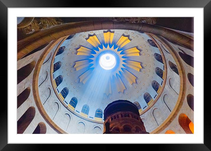 Jerusalem: The Church of the Holy Sepulcher dome. Framed Mounted Print by Eyal Nahmias