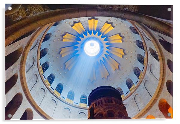 Jerusalem: The Church of the Holy Sepulcher dome. Acrylic by Eyal Nahmias