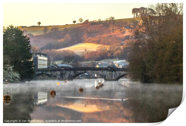 Early morning mist on the River Dart  Print by Ian Stone