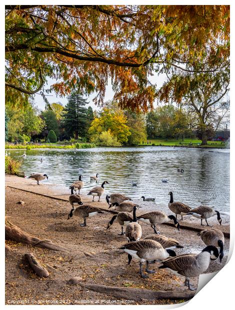  The Boating Lake at Abbey Park in Leicester Print by Jim Monk