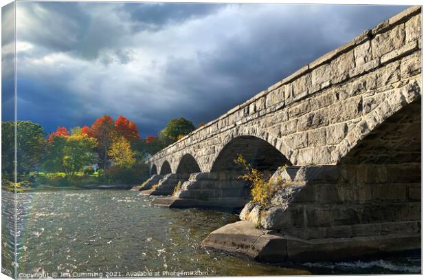 Pakenham 5 Arch Stone Bridge in Autumn Canvas Print by Jim Cumming