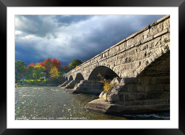 Pakenham 5 Arch Stone Bridge in Autumn Framed Mounted Print by Jim Cumming