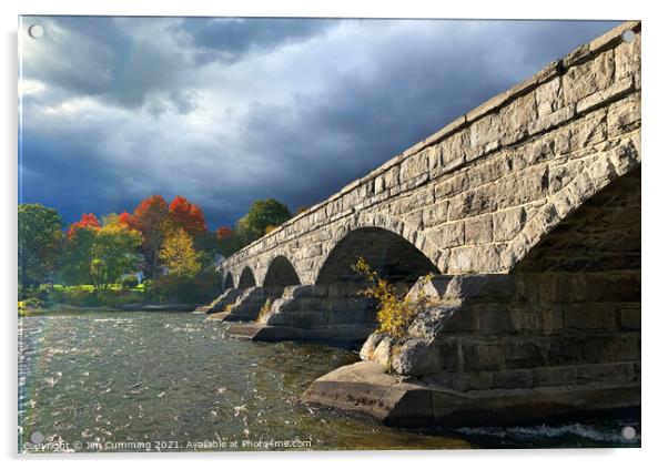 Pakenham 5 Arch Stone Bridge in Autumn Acrylic by Jim Cumming