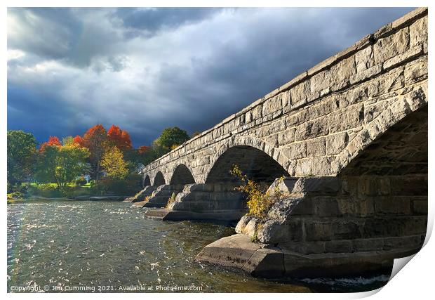 Pakenham 5 Arch Stone Bridge in Autumn Print by Jim Cumming
