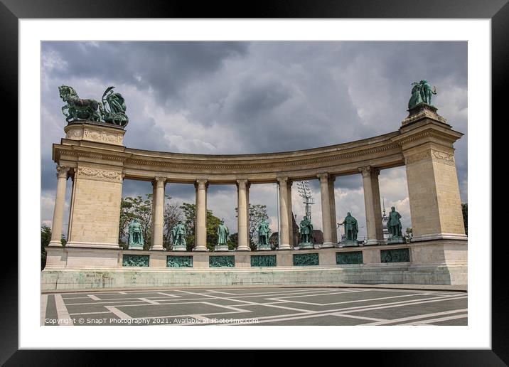 Heroes Square on a cloudy summers day in Budapest, Hungary Framed Mounted Print by SnapT Photography