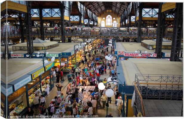 A view overlooking the central market hall in Budapest on a summers day Canvas Print by SnapT Photography