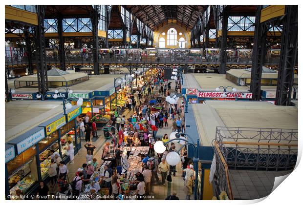 A view overlooking the central market hall in Budapest on a summers day Print by SnapT Photography