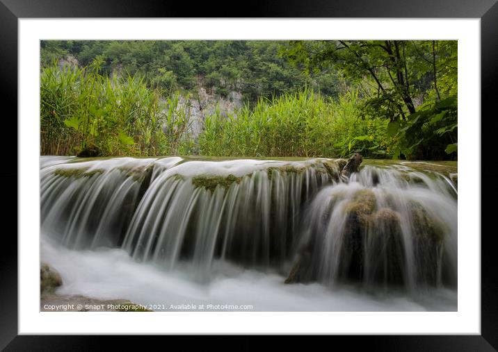 Long exposure of a waterfall at Plitvice Lakes, UNESCO World Heritage Site Framed Mounted Print by SnapT Photography