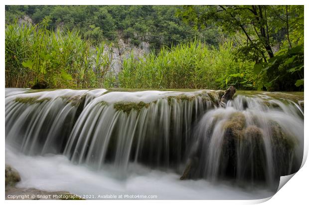 Long exposure of a waterfall at Plitvice Lakes, UNESCO World Heritage Site Print by SnapT Photography