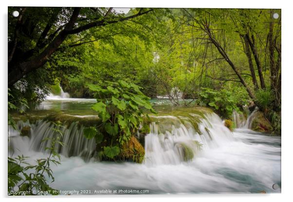 A cascade of waterfalls at Plitvice Lakes, UNESCO World Heritage Site Acrylic by SnapT Photography