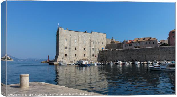 Dubrovnik harbour by the maritime museum and city walls, Croatia Canvas Print by SnapT Photography