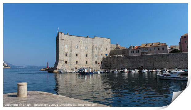 Dubrovnik harbour by the maritime museum and city walls, Croatia Print by SnapT Photography