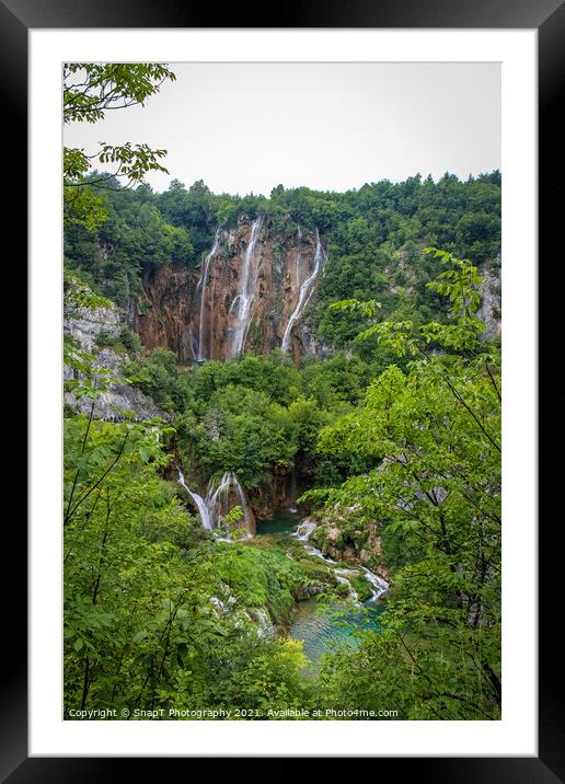 A series of large waterfalls at Plitvice Lakes, UNESCO World Heritage Site Framed Mounted Print by SnapT Photography
