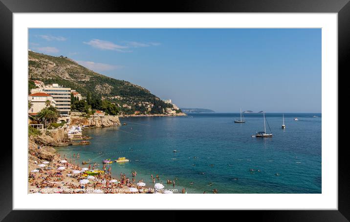 A view over Plaza Banje beach along Dubrovnik's adriatic coast, Croatia Framed Mounted Print by SnapT Photography
