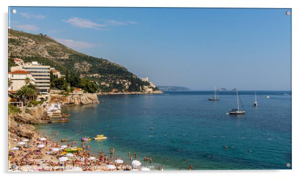 A view over Plaza Banje beach along Dubrovnik's adriatic coast, Croatia Acrylic by SnapT Photography