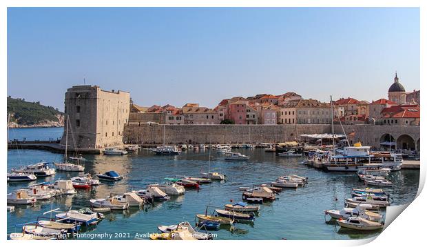 A view over Dubrovnik harbour and the old town on a summer afternoon, Croatia Print by SnapT Photography