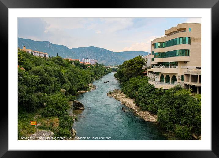 The treelined fast flowing Neretva river in Morstar Framed Mounted Print by SnapT Photography