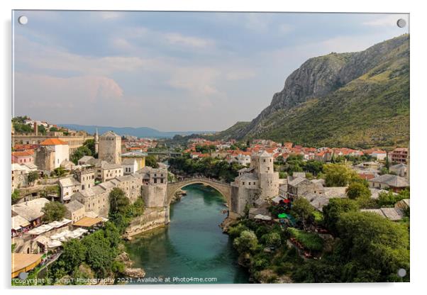 The Old Bridge in Mostar across the Neretva River Acrylic by SnapT Photography