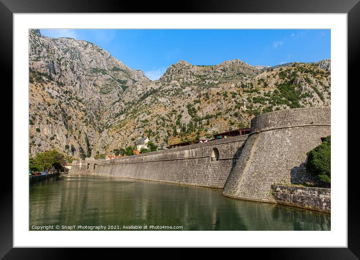 The Kampana Tower and city walls of the Old Town of Kotor, Montenegro Framed Mounted Print by SnapT Photography