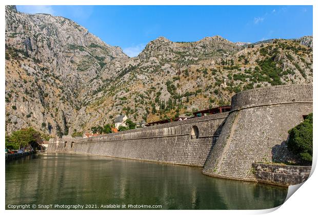 The Kampana Tower and city walls of the Old Town of Kotor, Montenegro Print by SnapT Photography