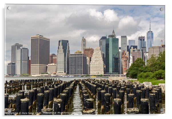 Lower Manhattan skyline view from Brooklyn, NYC, USA Acrylic by Pere Sanz