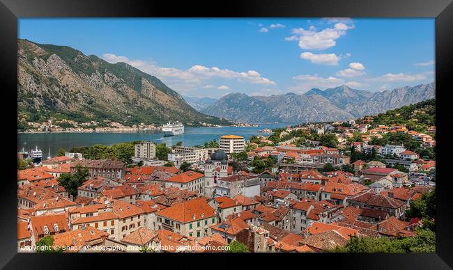 The old town of Kotor by the sea at Kotor Bay, Montenegro Framed Print by SnapT Photography
