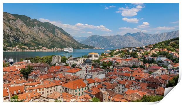 The old town of Kotor by the sea at Kotor Bay, Montenegro Print by SnapT Photography